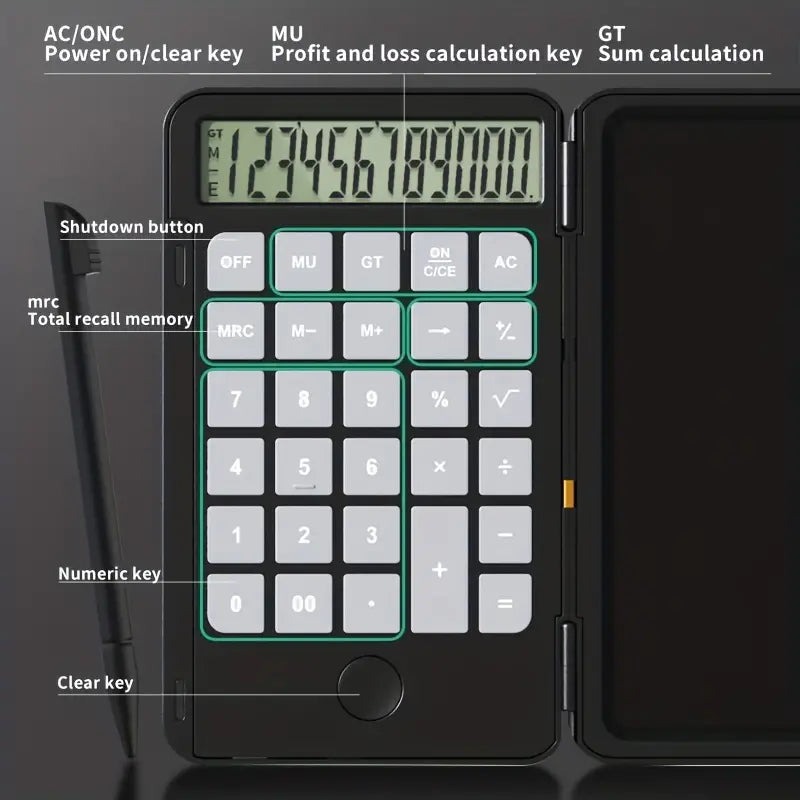 Calculator with LCD Writing Pad - 2-in-1 Math & Note Tool
