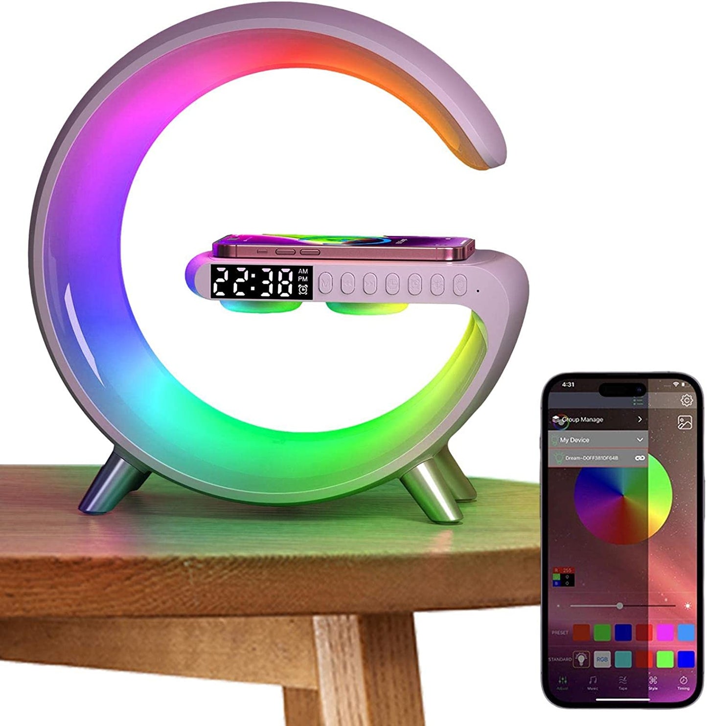 3-in-1 Smart Bedside Lamp with Wireless Charger & Alarm Clock
