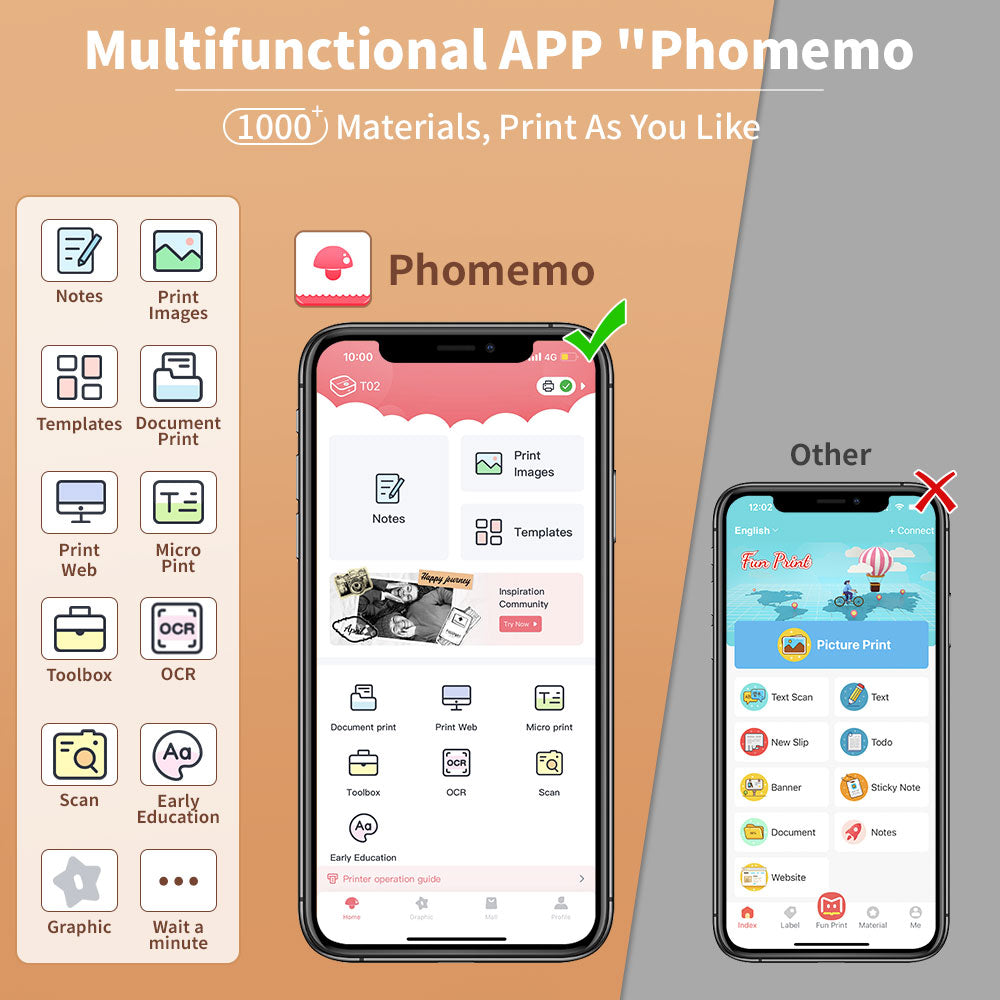 Portable Thermal Printer - Wireless Mini Printer for Phone