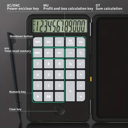 Calculator with LCD Writing Pad - 2-in-1 Math & Note Tool